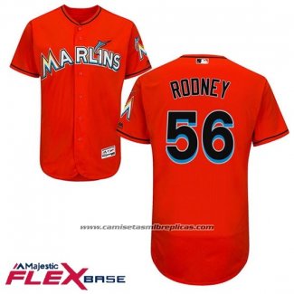 Camiseta Beisbol Hombre Miami Marlins Fernando Rodney 56 Flex Base Firebrick