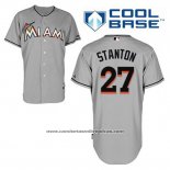Camiseta Beisbol Hombre Miami Marlins Giancarlo Stanton 27 Gris Cool Base