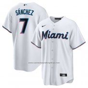 Camiseta Beisbol Hombre Miami Marlins Jesus Sanchez Primera Replica Blanco