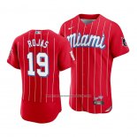 Camiseta Beisbol Hombre Miami Marlins Miguel Rojas 2021 City Connect Autentico Rojo