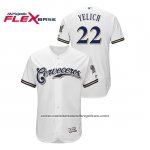 Camiseta Beisbol Hombre Milwaukee Brewers Christian Yelich Flex Base Primera Hispanic Heritage Blanco