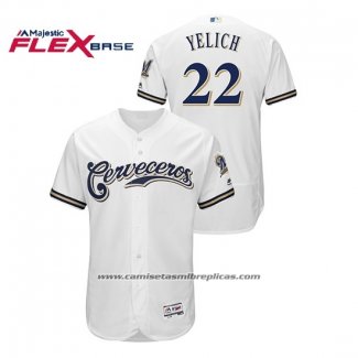 Camiseta Beisbol Hombre Milwaukee Brewers Christian Yelich Flex Base Primera Hispanic Heritage Blanco