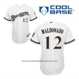Camiseta Beisbol Hombre Milwaukee Brewers Martin Maldonado 12 Blanco Primera Cool Base