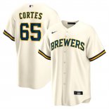 Camiseta Beisbol Hombre Milwaukee Brewers Nestor Cortes Primera Replica Crema