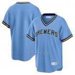 Camiseta Beisbol Hombre Milwaukee Brewers Road Cooperstown Collection Azul