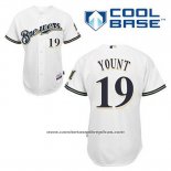 Camiseta Beisbol Hombre Milwaukee Brewers Robin Yount 19 Blanco Primera Cool Base
