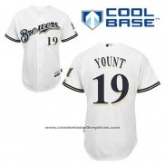 Camiseta Beisbol Hombre Milwaukee Brewers Robin Yount 19 Blanco Primera Cool Base