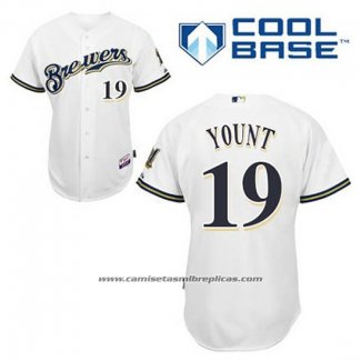 Camiseta Beisbol Hombre Milwaukee Brewers Robin Yount 19 Blanco Primera Cool Base