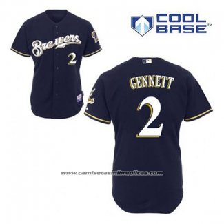 Camiseta Beisbol Hombre Milwaukee Brewers Scooter Gennett 2 Azul Alterno Cool Base