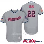 Camiseta Beisbol Hombre Minnesota Twins 2017 Estrellas y Rayas Miguel Sano Gris Flex Base