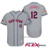 Camiseta Beisbol Hombre New York Mets 2017 Estrellas y Rayas Juan Lagares Gris Flex Base