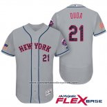 Camiseta Beisbol Hombre New York Mets 2017 Estrellas y Rayas Lucas Duda Gris Flex Base