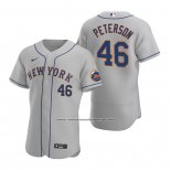 Camiseta Beisbol Hombre New York Mets David Peterson 46 Autentico Road Gris