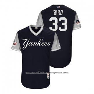 Camiseta Beisbol Hombre New York Yankees Greg Bird 2018 LLWS Players Weekend Bird Azul