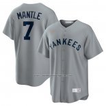 Camiseta Beisbol Hombre New York Yankees Mickey Mantle Road Cooperstown Collection Gris