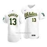 Camiseta Beisbol Hombre Oakland Athletics Luis Barrera Autentico Primera Blanco