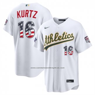 Camiseta Beisbol Hombre Oakland Athletics Nick Kurtz 2026 All Star Edition Stars Stripes Stadium Blanco