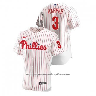 Camiseta Beisbol Hombre Philadelphia Phillies Bryce Harper Autentico Blanco