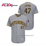 Camiseta Beisbol Hombre Pittsburgh Pirates Francisco Liriano 150th Aniversario Patch Autentico Flex Base Gris