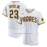 Camiseta Beisbol Hombre San Diego Padres Fernando Tatis Jr Primera Autentico Parche Patrocinador Blanco