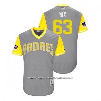 Camiseta Beisbol Hombre San Diego Padres Jacob Nix 2018 LLWS Players Weekend Nix Gris