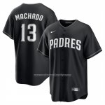 Camiseta Beisbol Hombre San Diego Padres Manny Machado Lights Out Replica Negro
