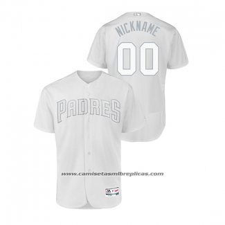 Camiseta Beisbol Hombre San Diego Padres Personalizada 2019 Players Weekend Autentico Blanco