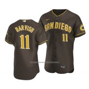 Camiseta Beisbol Hombre San Diego Padres Yu Darvish Autentico Road Marron