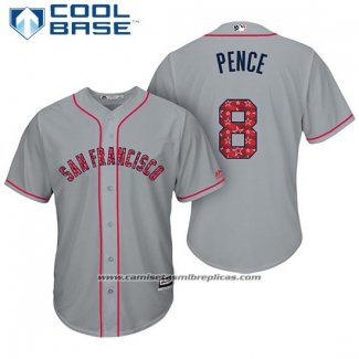 Camiseta Beisbol Hombre San Francisco Giants 2017 Estrellas y Rayas Hunter Pence Gris Cool Base