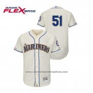 Camiseta Beisbol Hombre Seattle Mariners Ichiro Suzuki 150th Aniversario Patch Autentico Flex Base Crema