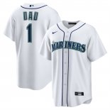 Camiseta Beisbol Hombre Seattle Mariners NO 1 Dad Primera Replica Blanco