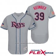 Camiseta Beisbol Hombre Tampa Bay Rays 2017 Estrellas y Rayas Kevin Kiermaier Gris Flex Base