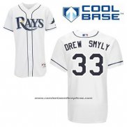 Camiseta Beisbol Hombre Tampa Bay Rays Drew Smyly 33 Blanco Primera Cool Base
