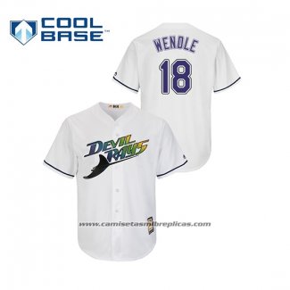 Camiseta Beisbol Hombre Tampa Bay Rays Joey Wendle Turn Back The Clock Cool Base Blanco