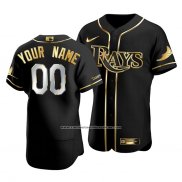 Camiseta Beisbol Hombre Tampa Bay Rays Personalizada Golden Edition Autentico Negro Oro