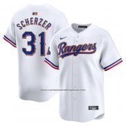 Camiseta Beisbol Hombre Texas Rangers Max Scherzer 2024 Oro Collection Limited Blanco