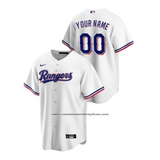 Camiseta Beisbol Hombre Texas Rangers Personalizada Replica Primera Blanco