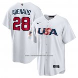 Camiseta Beisbol Hombre USA 2023 Nolan Arenado Replica Blanco