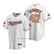 Camiseta Beisbol Hombre Washington Nationals Howie Kendrick Gold-Trimmed Championship Replica Blanco