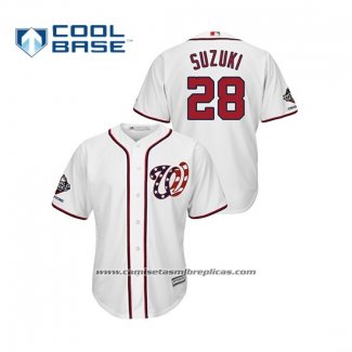 Camiseta Beisbol Hombre Washington Nationals Kurt Suzuki 2019 Cool Base Alterno Blanco