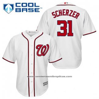 Camiseta Beisbol Hombre Washington Nationals Max Scherzer 31 Blanco Primera Cool Base