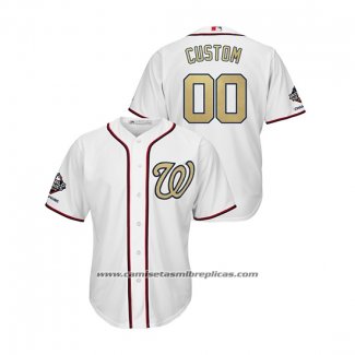 Camiseta Beisbol Hombre Washington Nationals Personalizada 2019 Gold Program Cool Base Blanco