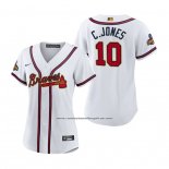Camiseta Beisbol Mujer Atlanta Braves Chipper Jones 2022 Gold Program Replica Blanco