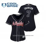 Camiseta Beisbol Mujer Atlanta Braves Dansby Swanson Cool Base Alterno 2019 Azul