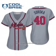 Camiseta Beisbol Mujer Atlanta Braves Mike Soroka Cool Base Road 2019 Gris