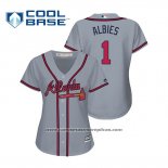 Camiseta Beisbol Mujer Atlanta Braves Ozzie Albies Cool Base Road 2019 Gris