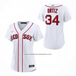 Camiseta Beisbol Mujer Boston Red Sox David Ortiz Primera Replica Blanco