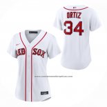 Camiseta Beisbol Mujer Boston Red Sox David Ortiz Primera Replica Blanco