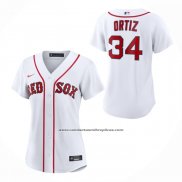Camiseta Beisbol Mujer Boston Red Sox David Ortiz Primera Replica Blanco