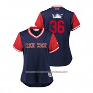 Camiseta Beisbol Mujer Boston Red Sox Eduardo Nunez 2018 LLWS Players Weekend Nunie Azul